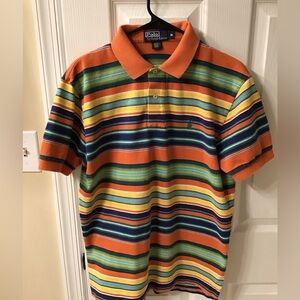 🚨SOLD🚨 Vintage Polo Ralph Lauren Multicolored Striped Polo With Green Pony